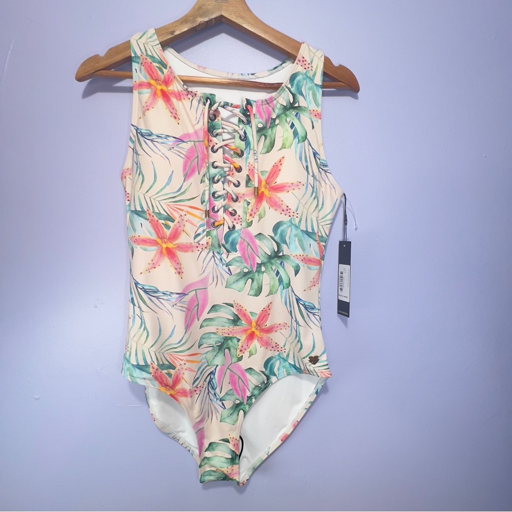 NWT Catherine Malandrino Tropical Orchid Bathing Suit - M